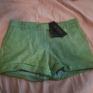 Rachel zoe green leather shorts 0